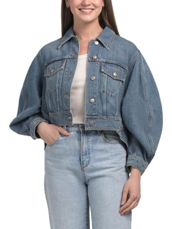 Alexander McQueen Jackets & Blazers - ALEXANDER MCQUEEN Made In Italy Cropped Puff Sleeve Denim Jacket